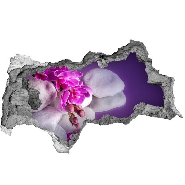 Lyuk 3d fali matrica Orchideák kövek hátterében