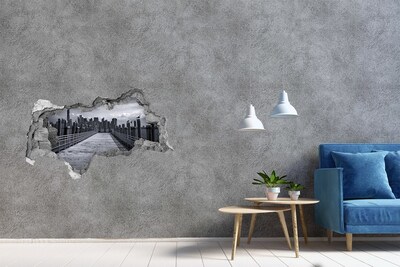 Lyuk 3d fali matrica Kilátás a városra a mólóról