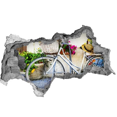 Lyuk 3d fali matrica Egy kerékpár virágos környezetben
