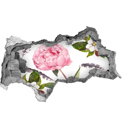 3d-s lyukat fali matrica Virágfalfestmény egy lyukon keresztül a falon