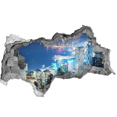 3d-s lyukat fali matrica Kilátás a városra éjszaka