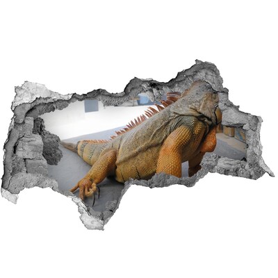 3d-s lyukat fali matrica Iguana egy sérült falban