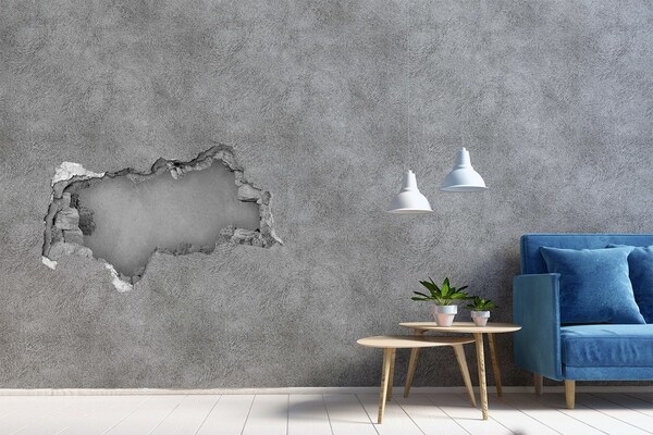 3d-s lyukat fali matrica Repedt fal, kilátással a betonra