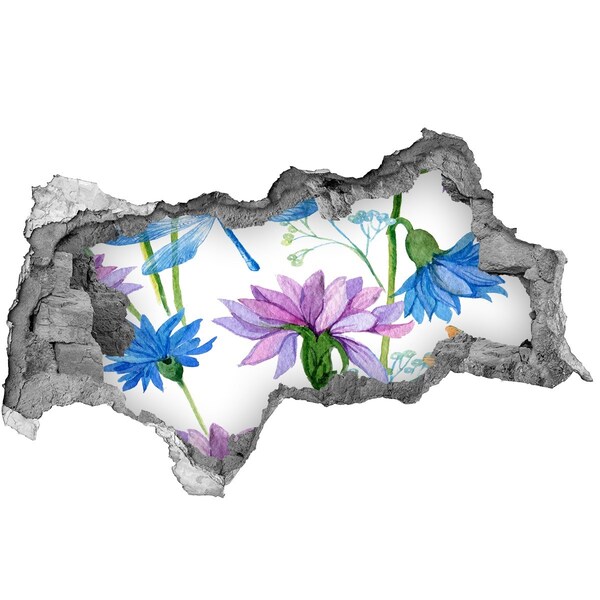 3d-s lyukat fali matrica Lyuk a falon virágos falfestmény
