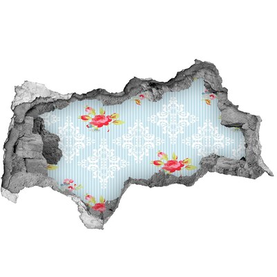 3d-s lyukat fali matrica Virágminta kék alapon