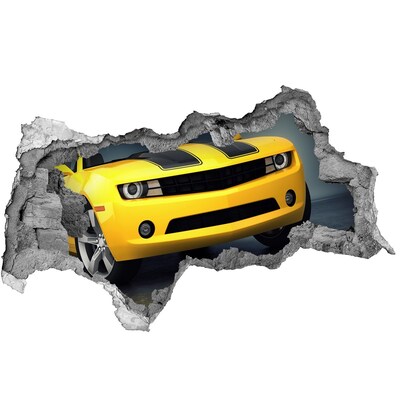 3d-s lyukat fali matrica Egy romos fal egy sárga autóval