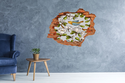 3d fali matrica lyuk a falban Virágparadicsom madárral