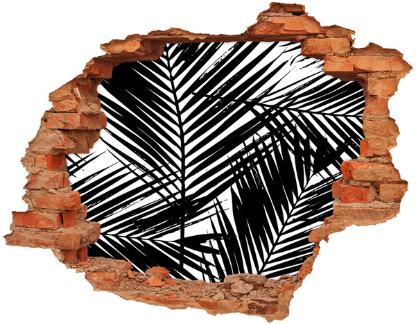 3d fali matrica lyuk a falban Trópusi levelek egy lyukban a falban