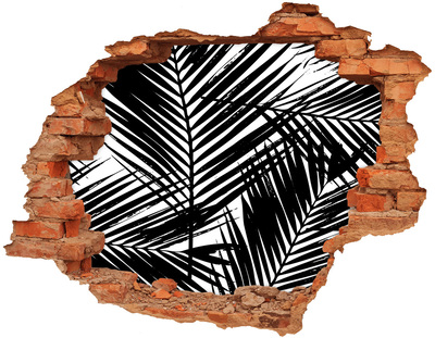 3d fali matrica lyuk a falban Trópusi levelek egy lyukban a falban