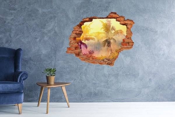 3d fali matrica lyuk a falban Trópusi oázis a fal mögött