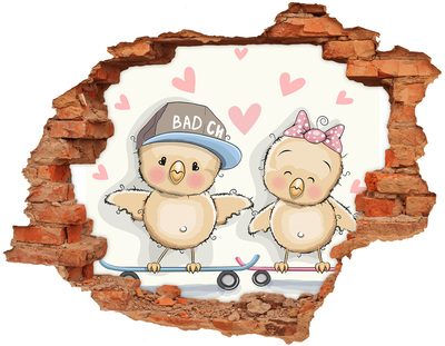 3d fali matrica lyuk a falban Aranyos madarak gördeszkán