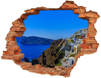 3d fali matrica lyuk a falban Santorini a napfényben