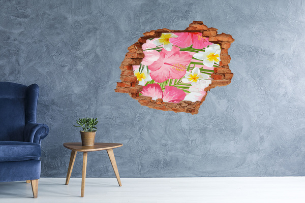 3d fali matrica lyuk a falban Virágparadicsom a fal mögött