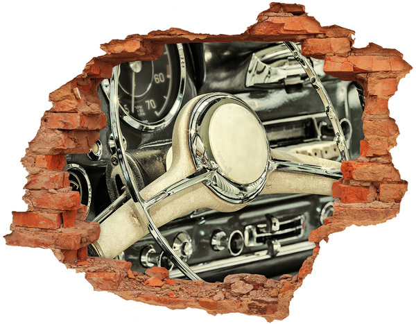 3d fali matrica lyuk a falban Egy klasszikus autó stílusos vezetőfülkéje