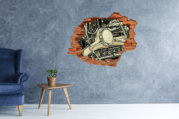 3d fali matrica lyuk a falban Egy klasszikus autó stílusos vezetőfülkéje