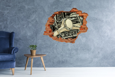 3d fali matrica lyuk a falban Egy klasszikus autó stílusos vezetőfülkéje