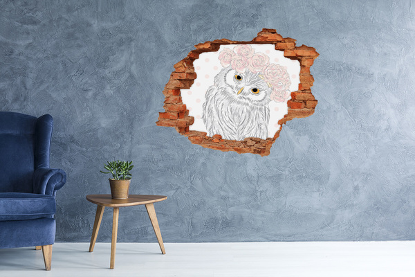 3d fali matrica lyuk a falban Bagoly rózsákkal
