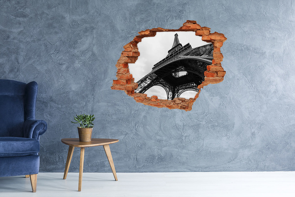 3d fali matrica lyuk a falban Az Eiffel-torony monokróm környezetben