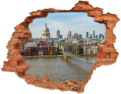 3d fali matrica lyuk a falban London látképe egy lyukon keresztül a falon