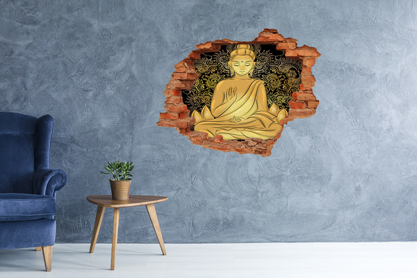 3d fali matrica lyuk a falban Mandalával körülvett arany Buddha