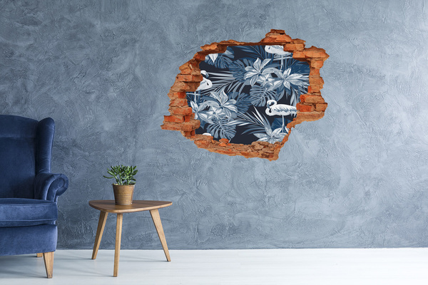 3d fali matrica lyuk a falban Trópusi paradicsom flamingókkal