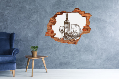 3d fali matrica lyuk a falban Bor és sajt egy sérült fal hátterében