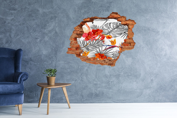 3d fali matrica lyuk a falban Trópusi paradicsom a fal mögött