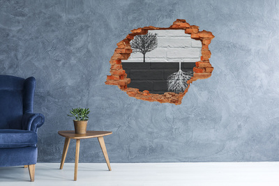 3d fali matrica lyuk a falban Egy fa gyökerekkel