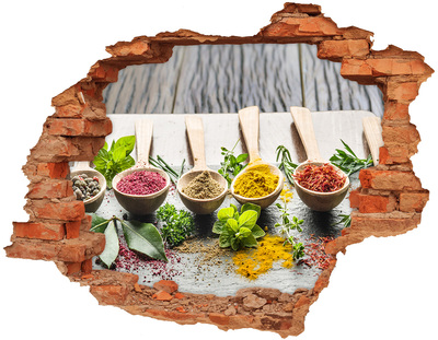 3d fali matrica lyuk a falban Konyhai fűszerek fakanálban