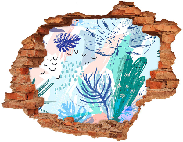 3d fali matrica lyuk a falban Trópusi paradicsom a fal mögött