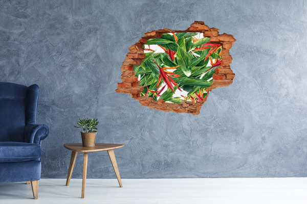 3d fali matrica lyuk a falban Trópusi paradicsom a fal mögött