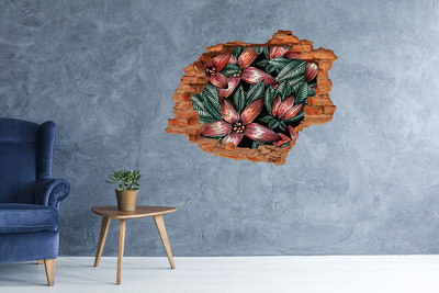 Lyuk 3d fali matrica Virágminta egy sérült falon