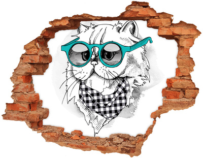 Lyuk 3d fali matrica Cat szemüveg