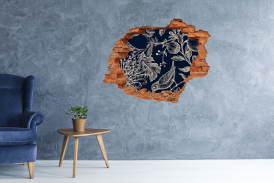 Lyuk 3d fali matrica Egy madár a növényzet hátterében