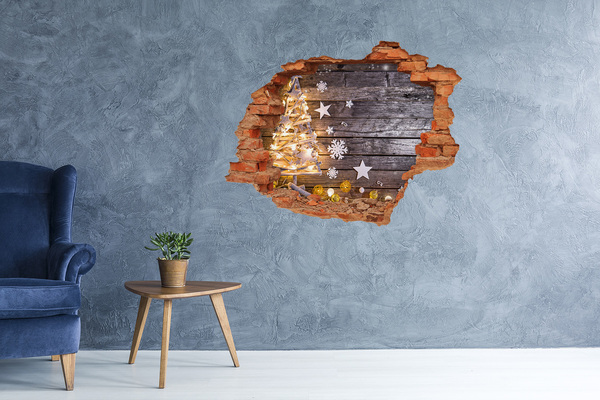 Lyuk 3d fali matrica Téli táj karácsonyi díszekkel