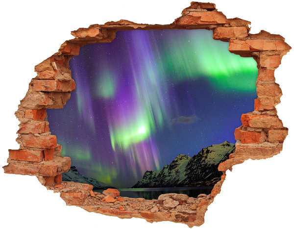Lyuk 3d fali matrica Aurora Borealis a hegyek felett