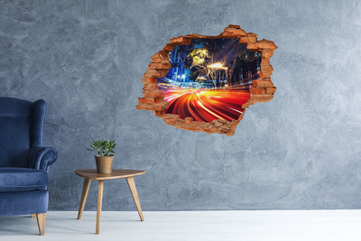 Lyuk 3d fali matrica Egy éjszakai mozgásban lévő város