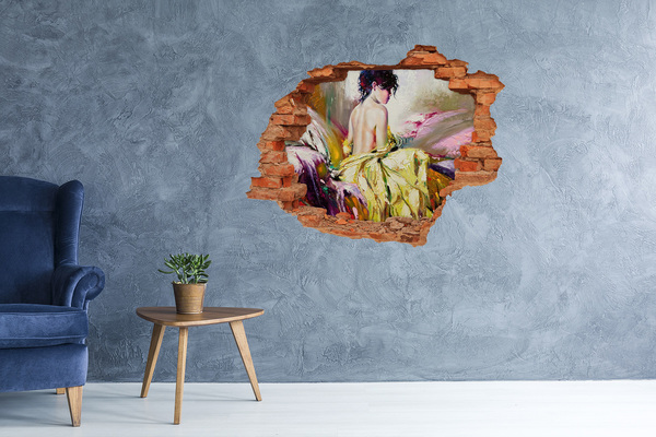 Lyuk 3d fali matrica Sárga ruhás nő