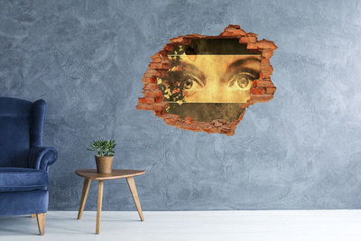 Lyuk 3d fali matrica Szemek a fal mögül