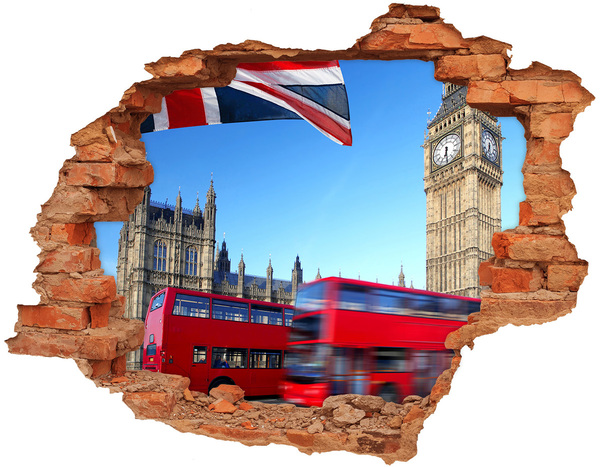 Lyuk 3d fali matrica London látképe egy piros busszal