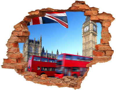 Lyuk 3d fali matrica London látképe egy piros busszal