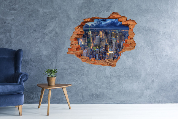 3d-s lyuk vizuális effektusok matrica New York-i látkép éjszaka