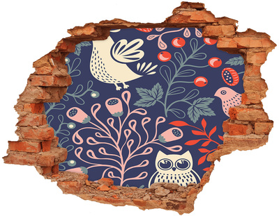 3d-s lyuk vizuális effektusok matrica Virágminta baglyokkal