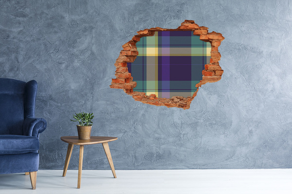 3d-s lyuk vizuális effektusok matrica Kockás minta a falon