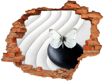 3d-s lyuk vizuális effektusok matrica Egy pillangó egy kövön zen környezetben