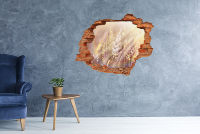 3d-s lyuk vizuális effektusok matrica Virágos rét a fal mögött