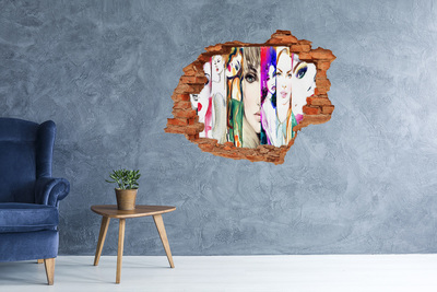 Fali matrica lyuk a falban Női portrék egy lyukban a falban