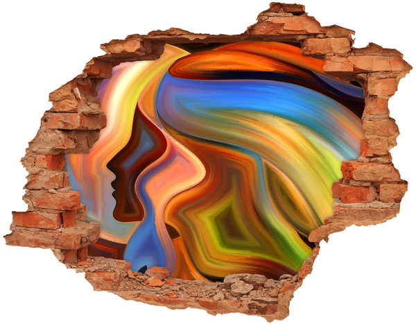 Fali matrica lyuk a falban Egy színes tájkép egy lyukban a falban