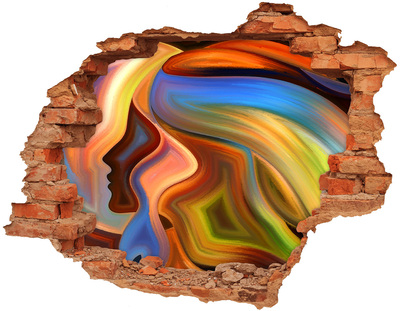 Fali matrica lyuk a falban Egy színes tájkép egy lyukban a falban