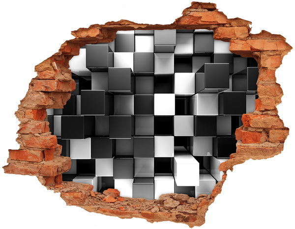 Fali matrica lyuk a falban Fekete-fehér kockák a falban